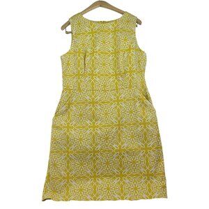 Women's Boden Talia Mimosa Woodblock Printed Sleeveless Sheath Dress Yellow 12